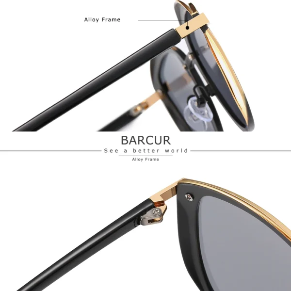 BARCUR Vintage Polarized Sunglasses Women Round Sun Glassess Ladies Cat Eye Women's Glasses - Image 4