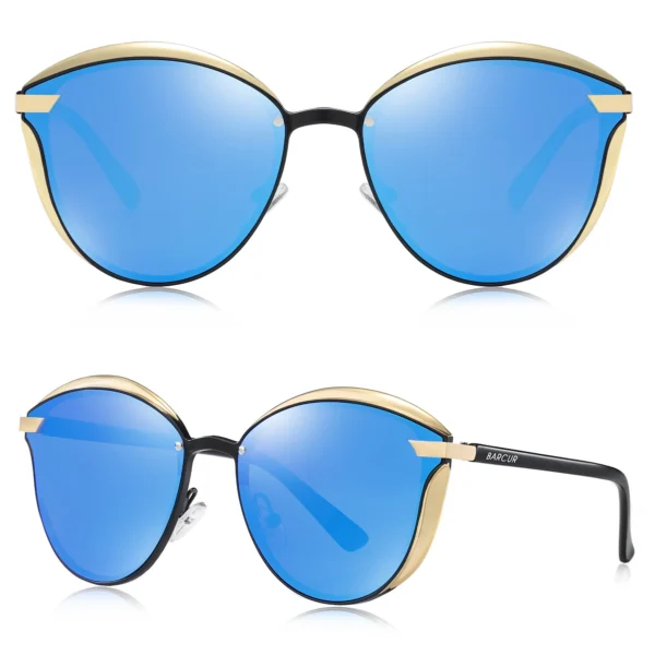 BARCUR Vintage Polarized Sunglasses Women Round Sun Glassess Ladies Cat Eye Women's Glasses - Image 2