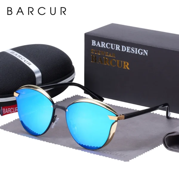 BARCUR Vintage Polarized Sunglasses Women Round Sun Glassess Ladies Cat Eye Women's Glasses