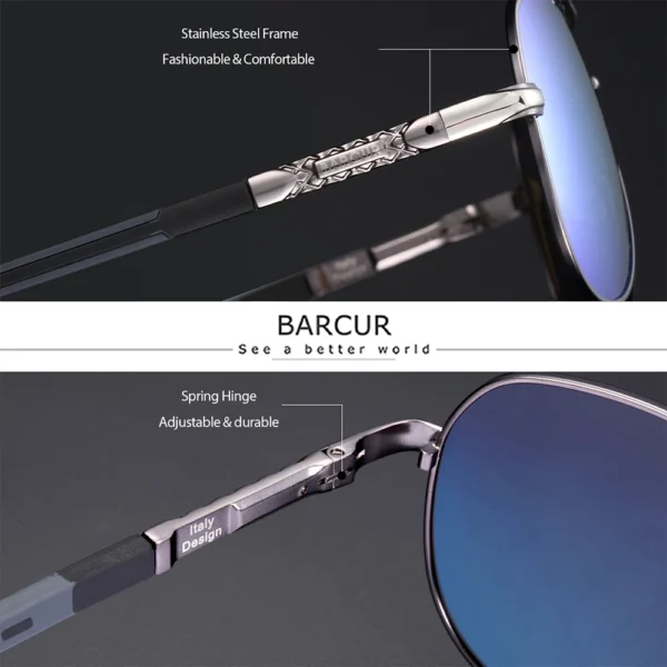 BARCUR Men sunglasses Polarized UV400 Protection Driving Sun Glasses Women Male Oculos de sol - Image 2
