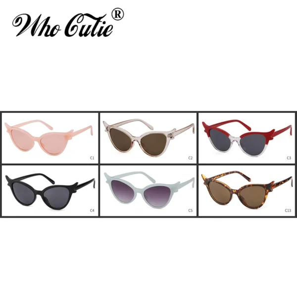 WHO CUTIE Brand 2018 Vintage 90s Unique Cat Eye Sunglasses Women Sexy Red Frame Retro Black Cateye Sun Glasses Shades Gift OM594 - Image 6