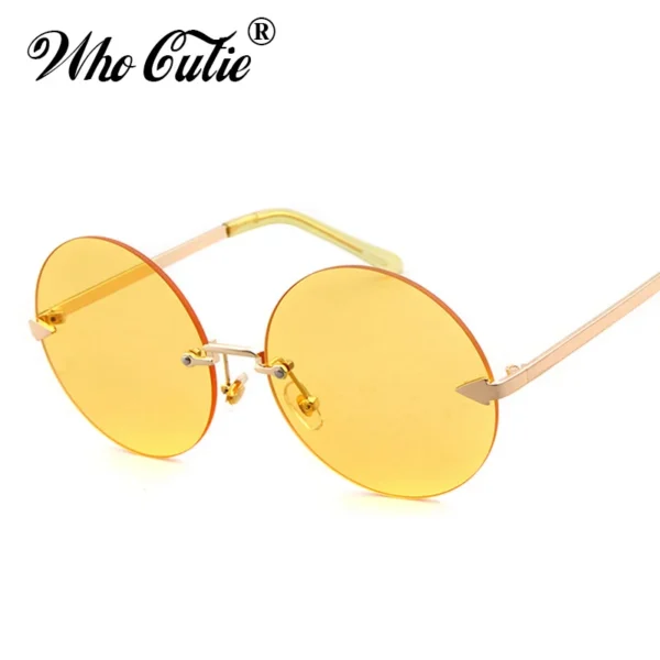 WHO CUTIE 2017 Women Retro Round Sunglasses Fashion Brand Designer Vintage Tint Clear Lens Female Male Rimless Sun Glasses - Image 4