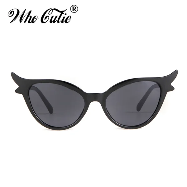 WHO CUTIE Brand 2018 Vintage 90s Unique Cat Eye Sunglasses Women Sexy Red Frame Retro Black Cateye Sun Glasses Shades Gift OM594 - Image 3