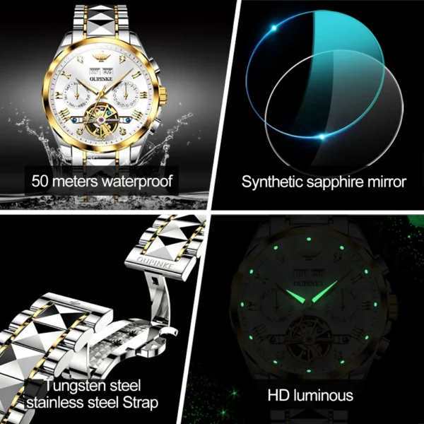 OUPINKE Original Tourbillon Couple Watches Pair for Men And Women Luxury Top Brand Automatic Mechanical Wristwatch Lover's Gifts - Image 5