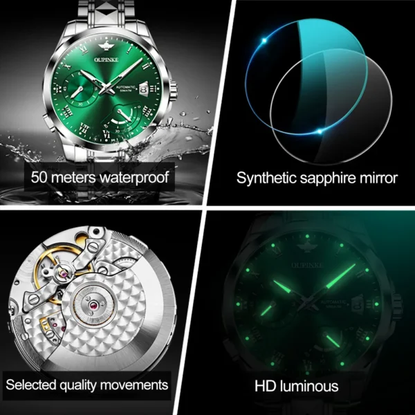 OUPINKE Mechanical Watch Men Top Brand Luxury Watch Automatic Waterproof Original Genuine Business Wristwatch Relogio Masculino - Image 4