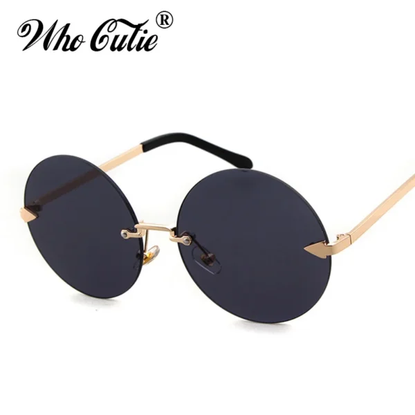 WHO CUTIE 2017 Women Retro Round Sunglasses Fashion Brand Designer Vintage Tint Clear Lens Female Male Rimless Sun Glasses - Image 2