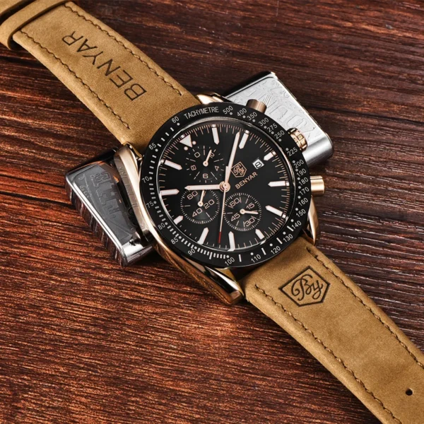 BENYAR Luxury Men WatchesTop Bran Men WristWatches Leather Quartz Watch Sports Waterproof 30M Male Clock Relogio Masculino - Image 5
