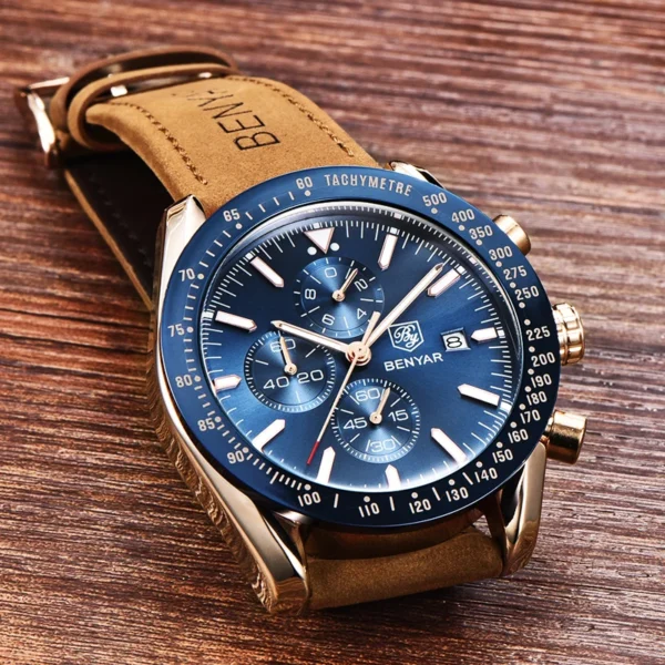BENYAR Luxury Men WatchesTop Bran Men WristWatches Leather Quartz Watch Sports Waterproof 30M Male Clock Relogio Masculino - Image 4
