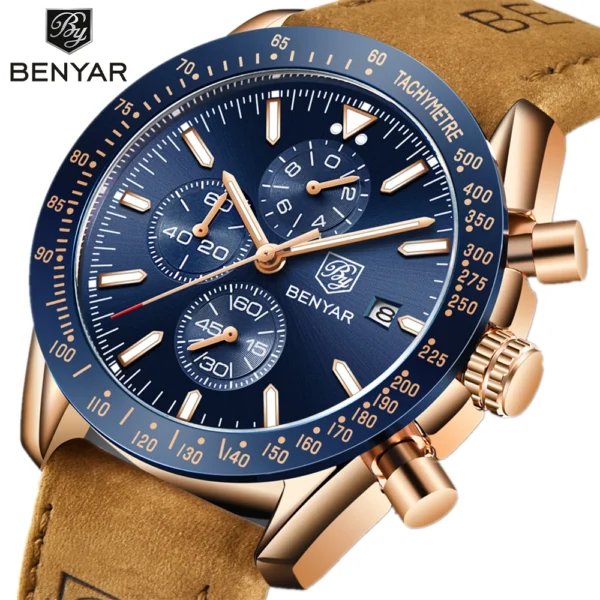 BENYAR Luxury Men WatchesTop Bran Men WristWatches Leather Quartz Watch Sports Waterproof 30M Male Clock Relogio Masculino - Image 6