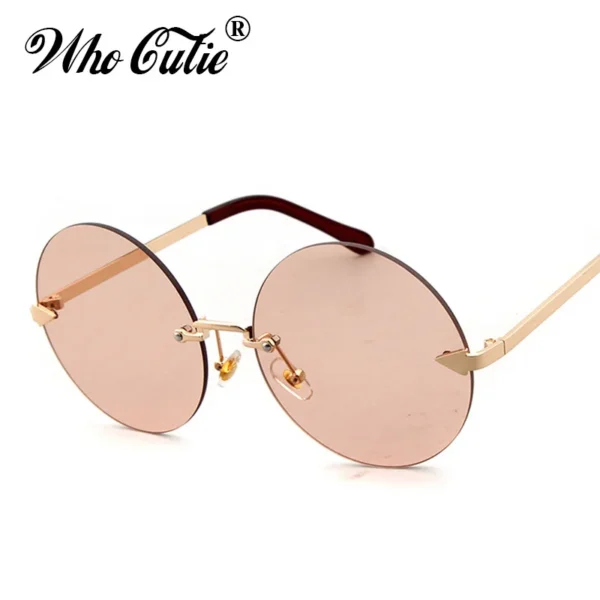 WHO CUTIE 2017 Women Retro Round Sunglasses Fashion Brand Designer Vintage Tint Clear Lens Female Male Rimless Sun Glasses - Image 6