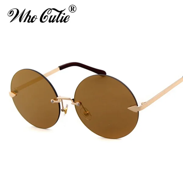 WHO CUTIE 2017 Women Retro Round Sunglasses Fashion Brand Designer Vintage Tint Clear Lens Female Male Rimless Sun Glasses - Image 3