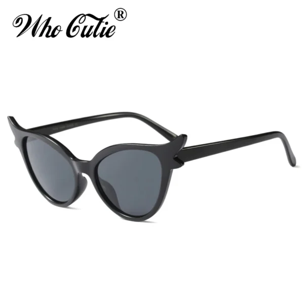 WHO CUTIE Brand 2018 Vintage 90s Unique Cat Eye Sunglasses Women Sexy Red Frame Retro Black Cateye Sun Glasses Shades Gift OM594 - Image 2
