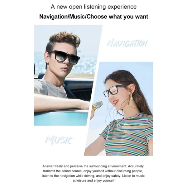 E10 Smart Glasses Bone Conduction Headphones Replaceable Prescription Lenses Bluetooth Earphone Stereo Music Sunglasses Ear Hook - Image 2