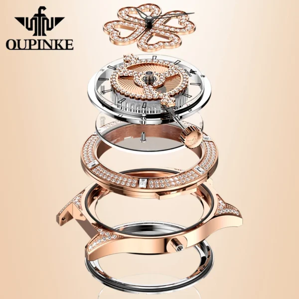 OUPINKE 3279 Full Diamond Swiss Import Quartz Watch for Women Luxury Original Elegant Ceramics Strap Lucky Women's Wriswatch New - Image 3