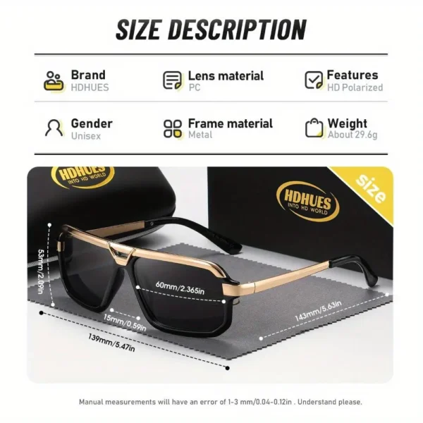 HdHues Unisex Metal Polarized Trendy and Fashionable Style Sunglasses for Outdoor Travel, UV400 - Image 2
