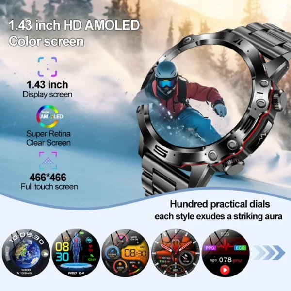 2024 New ECG+PPG Sport Smart Watch 466*466 AMOLED 1.43 Inch BMI Body Fat Blood Composition Heart Rate Bluetooth Call Smartwatch - Image 2