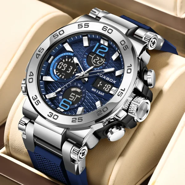 LIGE Fashion Military Watch For Men FOXBOX Top Brand Luxury Men's Quartz Wristwatches Sport Waterproof Digital Chronograph Male