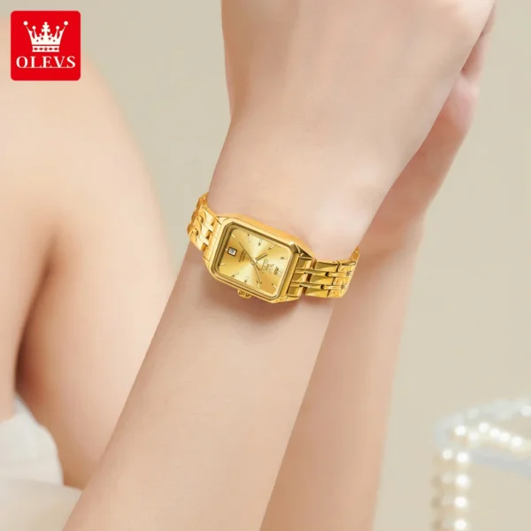 OLEVS Original Women's Wacthes Waterproof Stainless steel Calendar New Ladies Watches High Quality Square Dial Wristwatch Set - Image 3