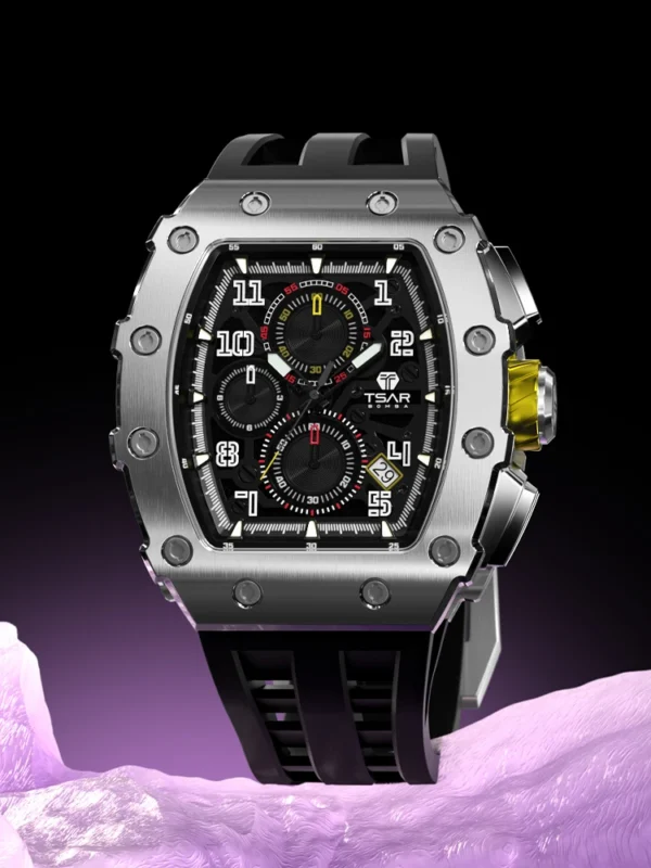 TSAR BOMBA Watch for Men Luxury Brand Tonneau Design Waterproof Clock Stainless Steel Wristwatch Fashion Rectangle Mens Watch - Image 3