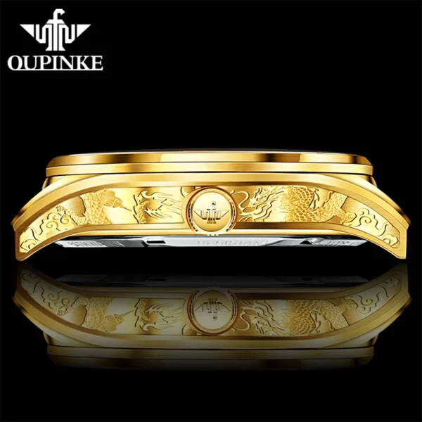 OUPINKE Men's Watch Original Automatic Mechanical Tourbillon Watch High Quality Luxury All Gold Sapphire Crystal Dragon Watch - Image 4