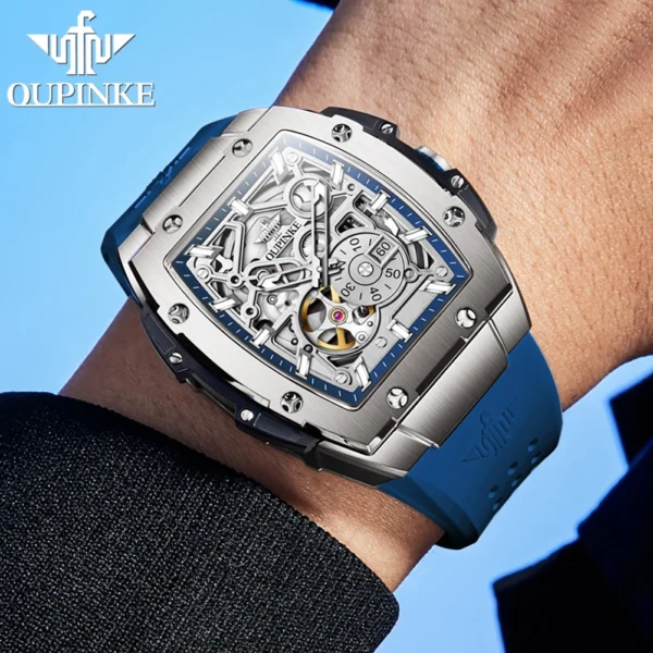 OUPINKE 3213 Brand Original Automatic Wrist Watch Men High-end Luxury Hollow Out Chronograph Waterproof Men's Mechanical Watches - Image 3