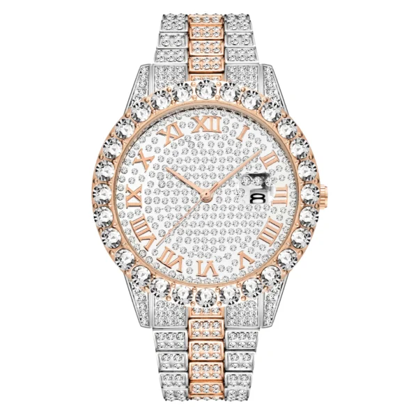 Aokaishen Ice Out Watch for Men Quartz Clock Luxury Rhinestone Business Waterproof Hip Hop Fashion Jewelry Gift 2023 New Trend - Image 2
