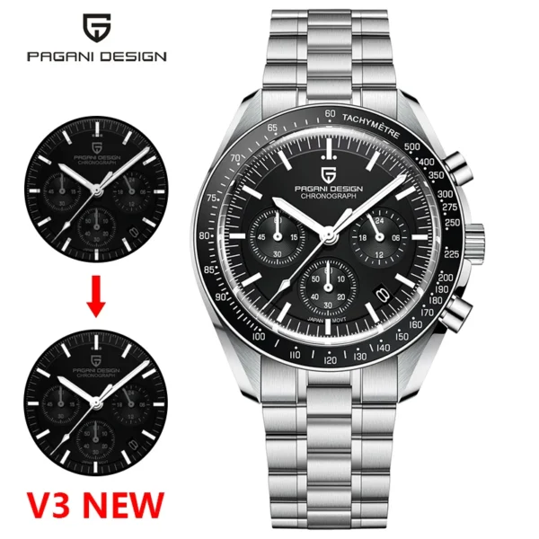PAGANI DESIGN 2023 New Moon Watch For Men Quartz Multifunction Chronograph Sports Mens Watches Top Brand Luxury Sapphire Mirror - Image 2