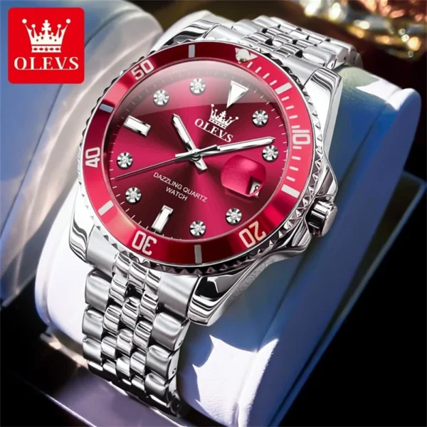 OLEVS Men's Watches Luxury Brand One-Way Timing Rotation Bezel Analog Original Quartz Watch for Men Submarine Series Wristwatch
