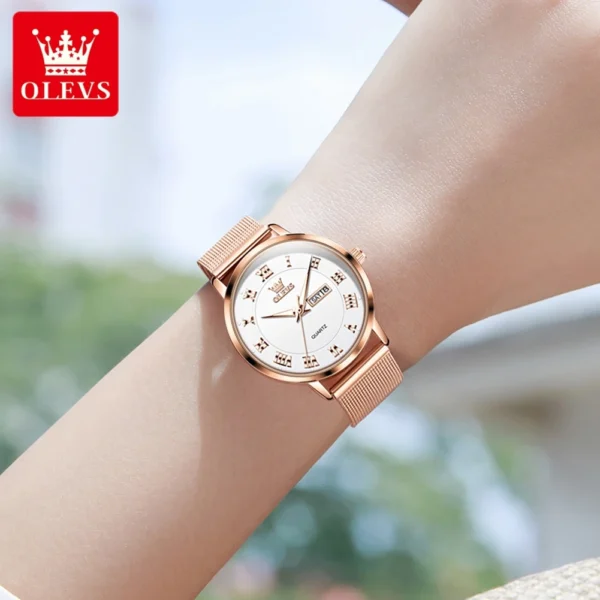 OLEVS 2920 Women's Watch Top Quality Stainless Steel Waterproof Double Calendar Quartz Watch Classic Fashion Luxury Women Watch - Image 4