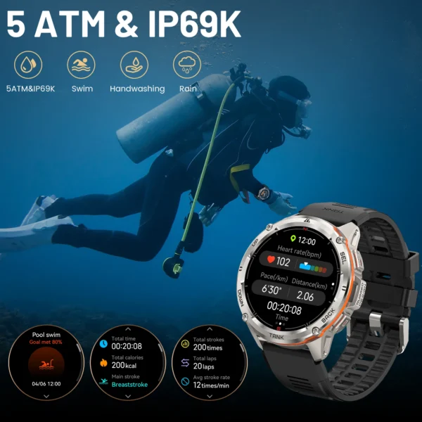2024 NEW KOSPET TANK T3 Ultra GPS Smart Watches For Men Smartwatch Women Waterproof Electronic Fitness Digital Bluetooth Watches - Image 4