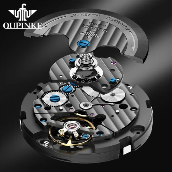 OUPINKE 3252 Men's Watches Diamond Bezel Automatic Watch for Men Skeleton Flywheel Top Luxury Original Mechanical Wristwatch Man - Image 2