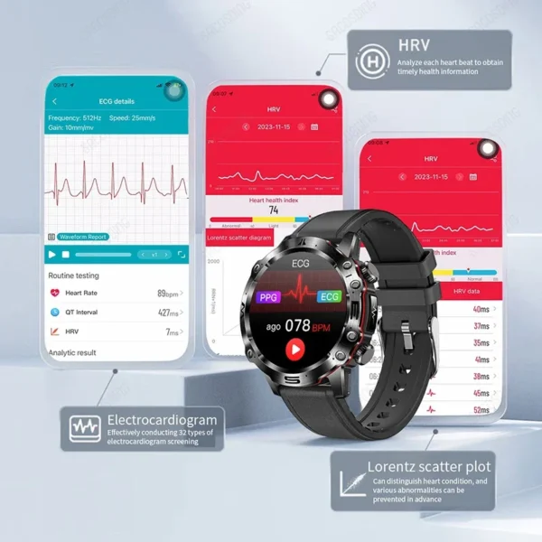 2024 New ECG+PPG Sport Smart Watch 466*466 AMOLED 1.43 Inch BMI Body Fat Blood Composition Heart Rate Bluetooth Call Smartwatch - Image 6