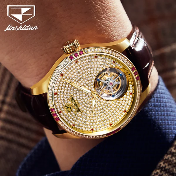 JSDUN Top Brand Men's Wrist Watches High Quality Leather Strap Luxury Automatic Mechanical Watch for Men Fashion Trend Men Watch - Image 4