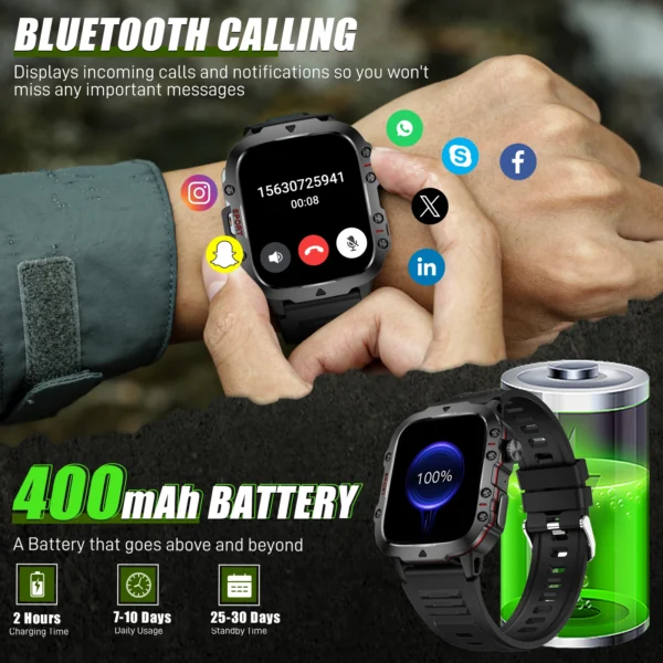 EIGIIS 2024 New Smart Watch 3ATM Waterproof For Men 1.96" HD Fitness Watch Heart Rate SpO2 Sleep Tracker 110+ Sports Mode QX11 - Image 4