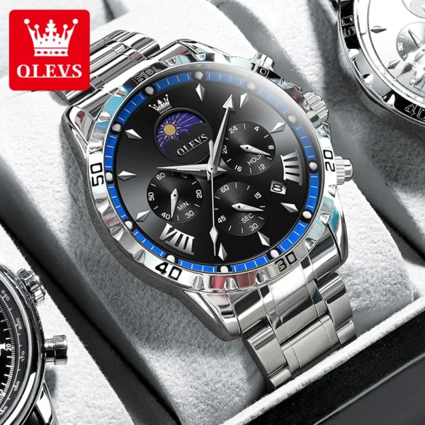OLEVS 2949 Original Men's Watches Moon Phase Chronograph Waterpoof Luminous Quartz Watch Man Fashion Luxury Brand Watch for Men - Image 5