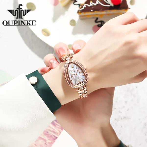 OUPINKE 3192 Luxury Waterproof Watch For Women Quartz Movement Ladies Hand Clock Diamond Steel Strap Fashion Wrist Watches - Image 3