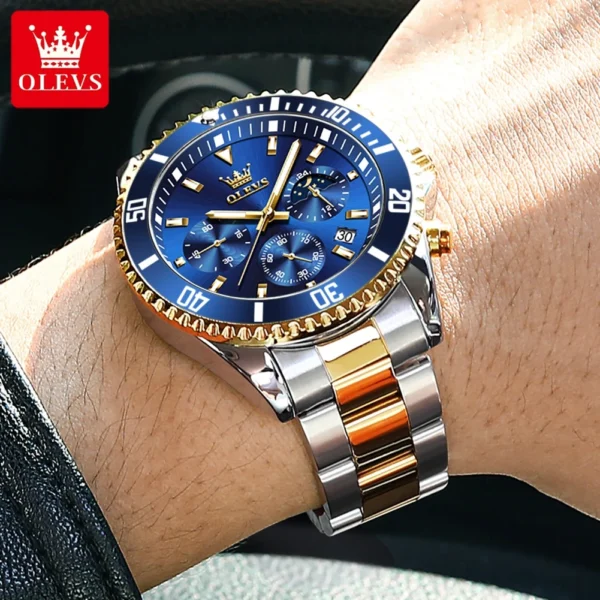 OLEVS Men's Watches Top Brand Luxury Watch for Men Original Waterproof Stainless Steel Chronograph Moon Phase Date Rota Dial - Image 4
