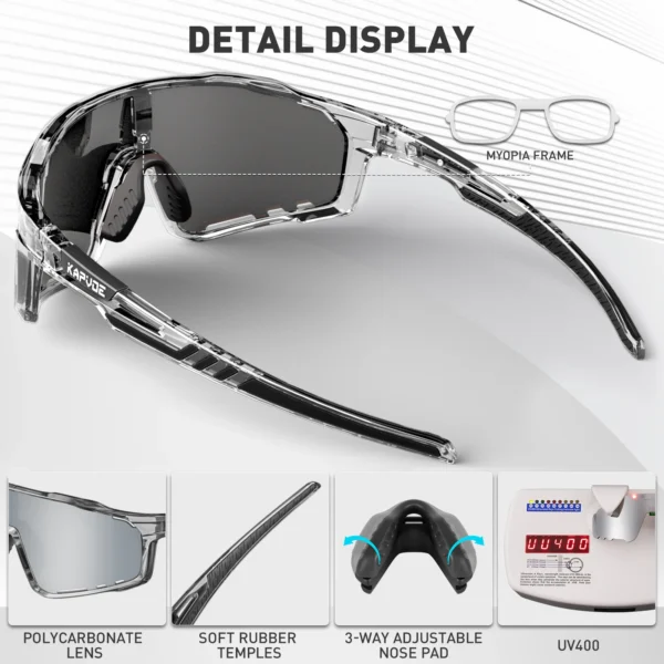 KAPVOE Polarized Cycling Glasses Men Women Mountain Bike Glasses MTB Riding TR90 Sport Sunglasses Running Bicycle Triathlon - Image 4