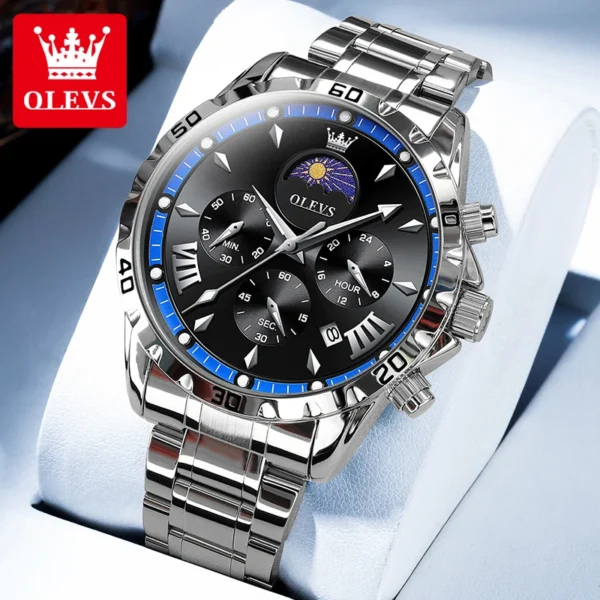 OLEVS 2949 Original Men's Watches Moon Phase Chronograph Waterpoof Luminous Quartz Watch Man Fashion Luxury Brand Watch for Men