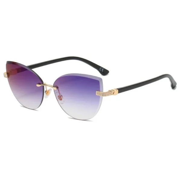 Vintage Cat Eye Rimless Sunglasses Women Brand Frameless Gradient Cut Lens Shade Eyewear Trendy Oversized Men Sun Glasses Female - Image 2