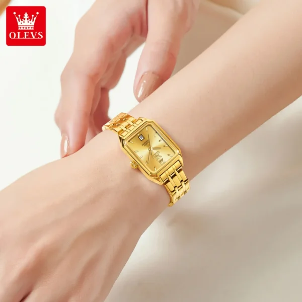 OLEVS Original Women's Wacthes Waterproof Stainless steel Calendar New Ladies Watches High Quality Square Dial Wristwatch Set - Image 2