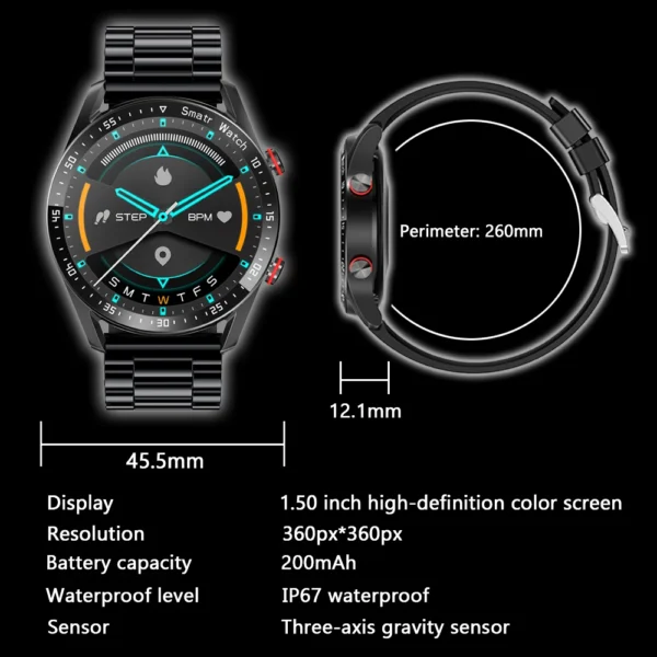 2024 New Bluetooth Call Smart Watch Men 360*360 HD Display Heart Rate Fitness Tracker ECG+PPG Business Smartwatches For Huawei - Image 6