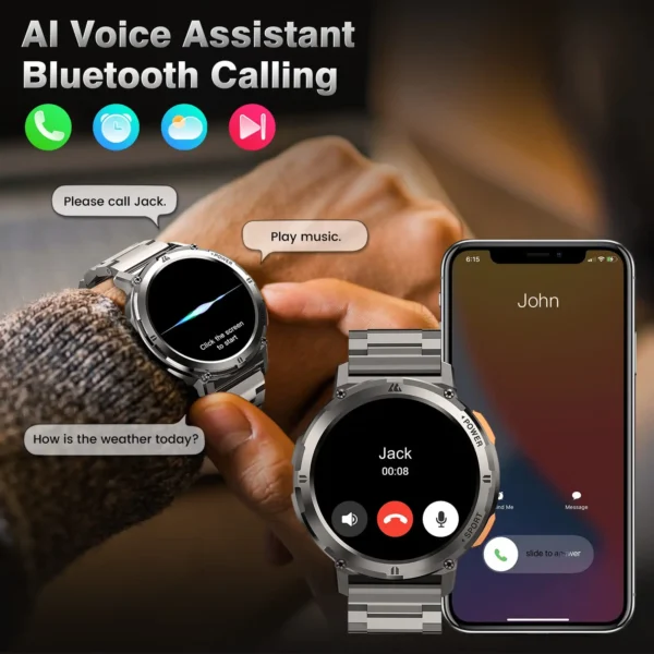 2024 Original KOSPET TANK T2 Smart Watch For Men Smartwatch AI Voice Bluetooth Call Waterproof Digital Electronic Smartwatch - Image 5