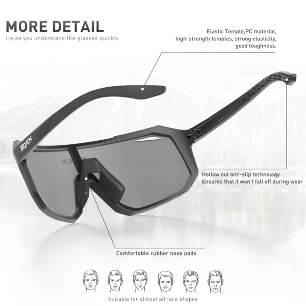 SCVCN Cycling Glasses Sport Sunglasses MTB BMX Men Women Running Driving Fishing Golf Bicycle - Image 5