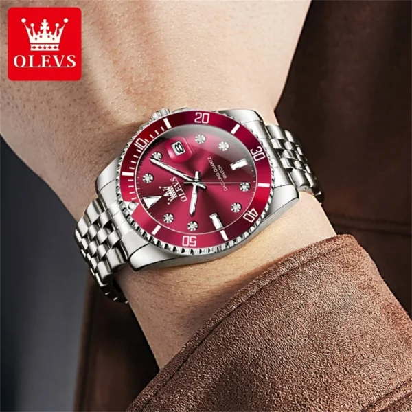 OLEVS Men's Watches Luxury Brand One-Way Timing Rotation Bezel Analog Original Quartz Watch for Men Submarine Series Wristwatch - Image 6