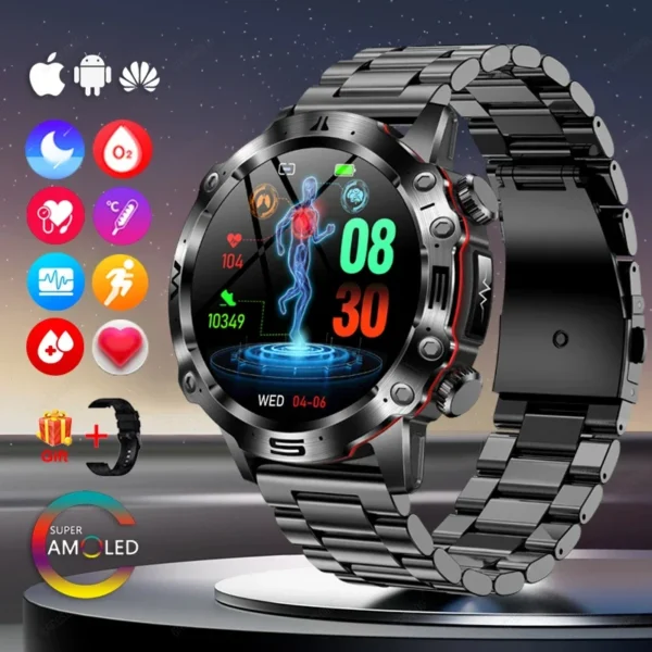 2024 New ECG+PPG Sport Smart Watch 466*466 AMOLED 1.43 Inch BMI Body Fat Blood Composition Heart Rate Bluetooth Call Smartwatch