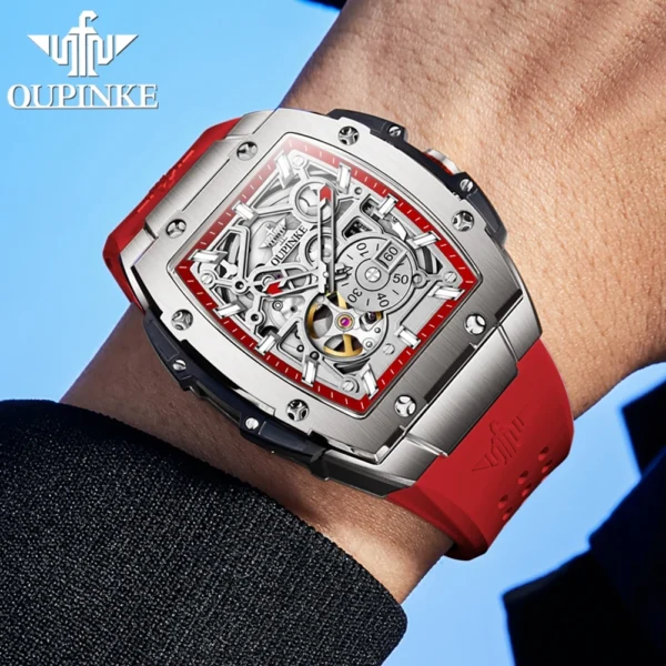 OUPINKE 3213 Brand Original Automatic Wrist Watch Men High-end Luxury Hollow Out Chronograph Waterproof Men's Mechanical Watches - Image 4