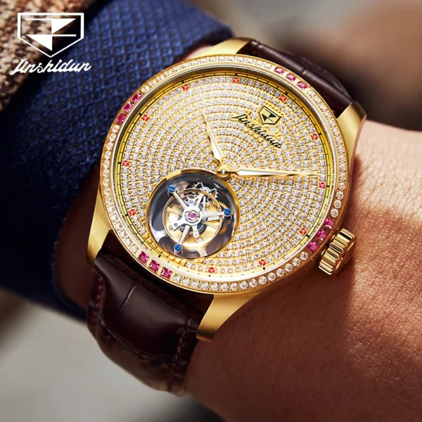 JSDUN Top Brand Men's Wrist Watches High Quality Leather Strap Luxury Automatic Mechanical Watch for Men Fashion Trend Men Watch - Image 3