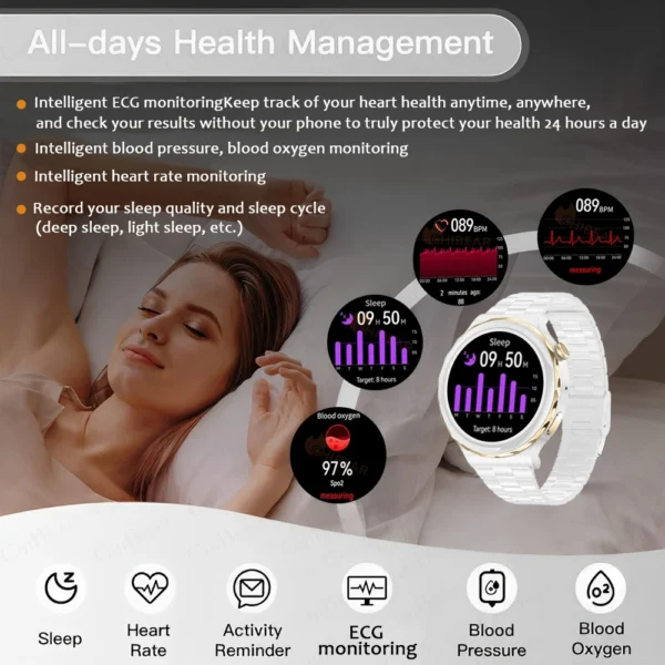 2024 New ECG+PPG SmartWatch Ladies Full Touch Screen Heart Rate Sports Fitness Watch Voice Call Waterproof Smart Watch Women+Box - Image 3