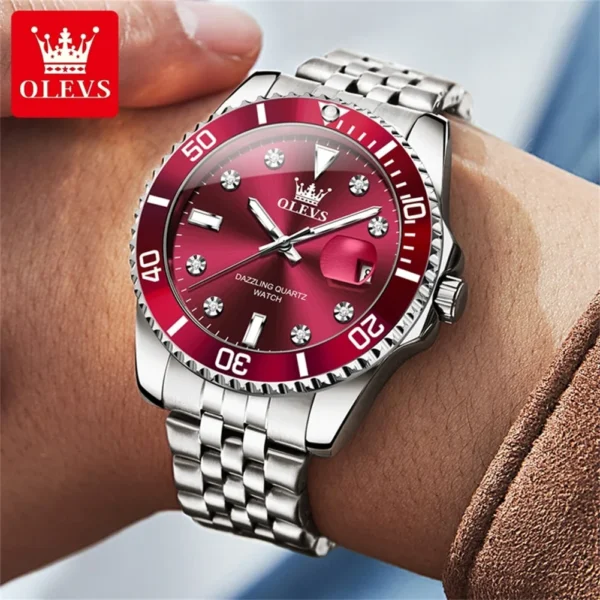 OLEVS Men's Watches Luxury Brand One-Way Timing Rotation Bezel Analog Original Quartz Watch for Men Submarine Series Wristwatch - Image 4